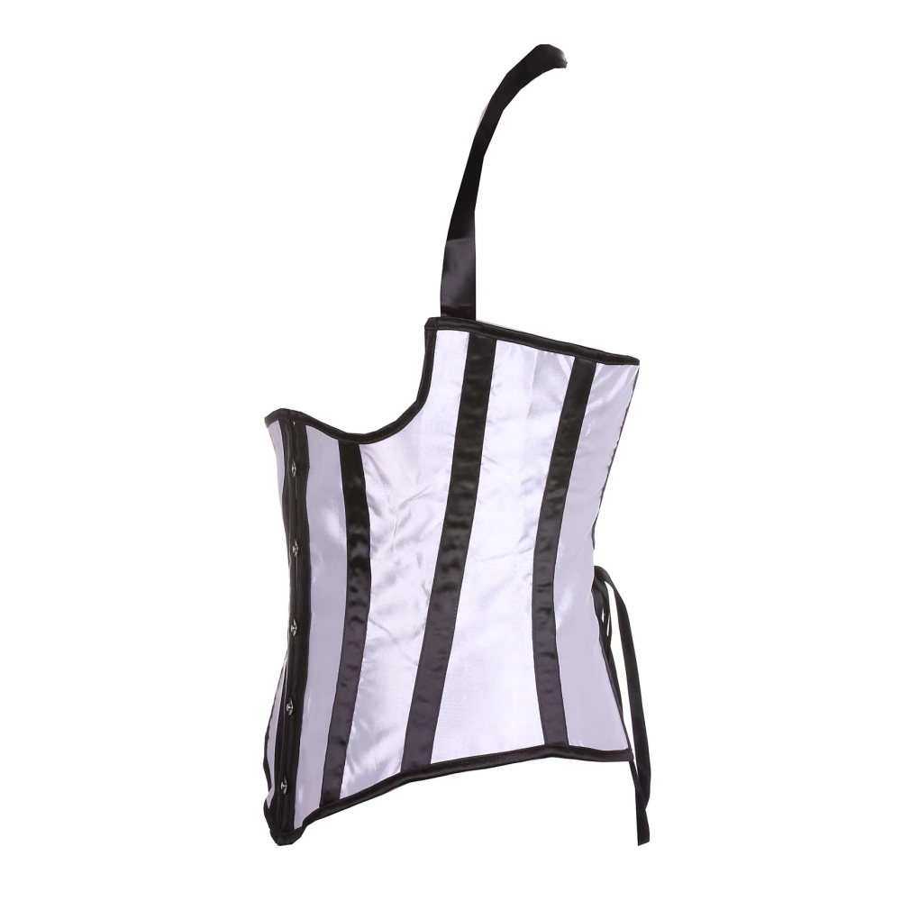 Zac's Alter Ego - Black & White Stripe Underbust korset - Zwart/Wit